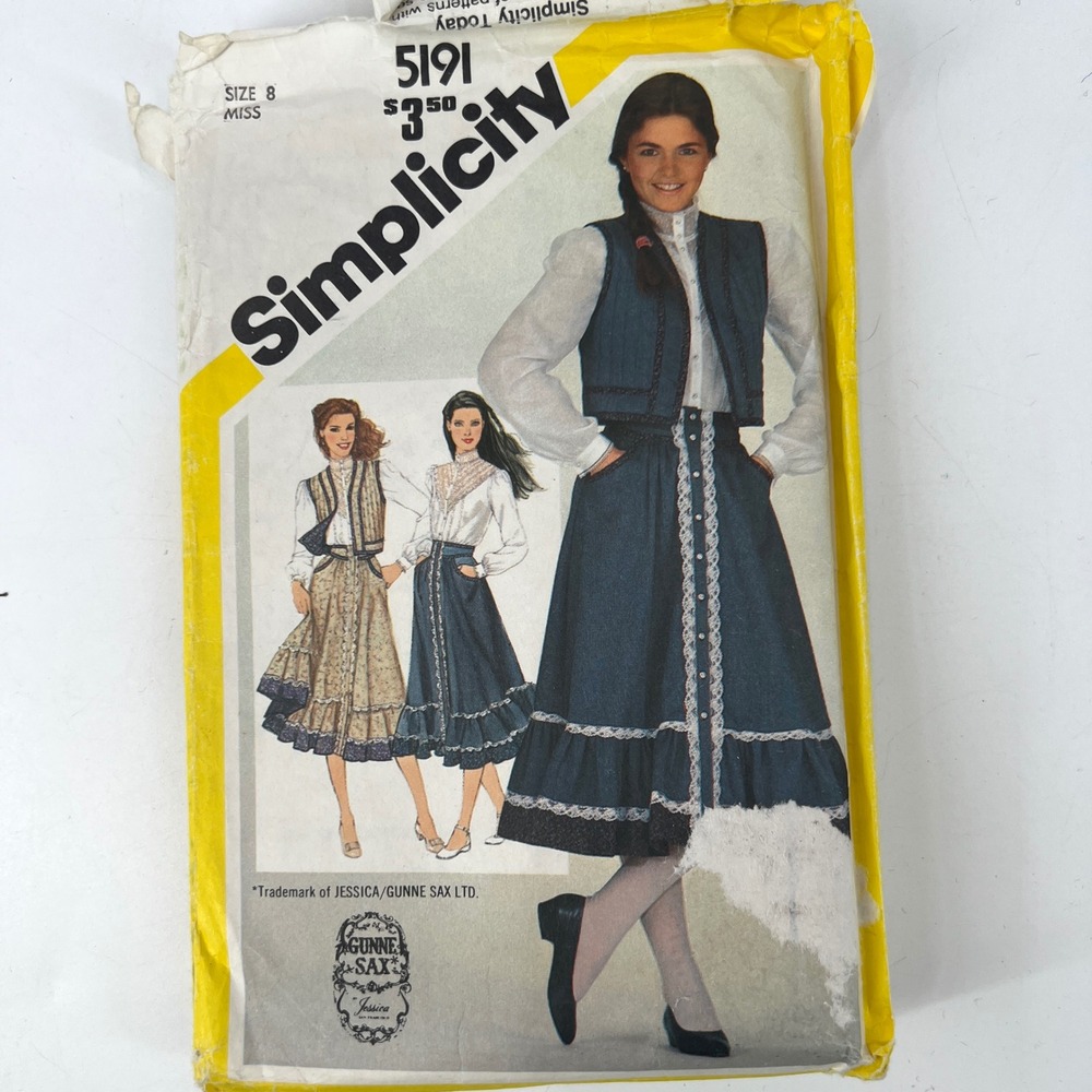 80s Jessica McClintock Gunne Sax Sewing Pattern Simplicity 5191 For 31.5"‎ Bust